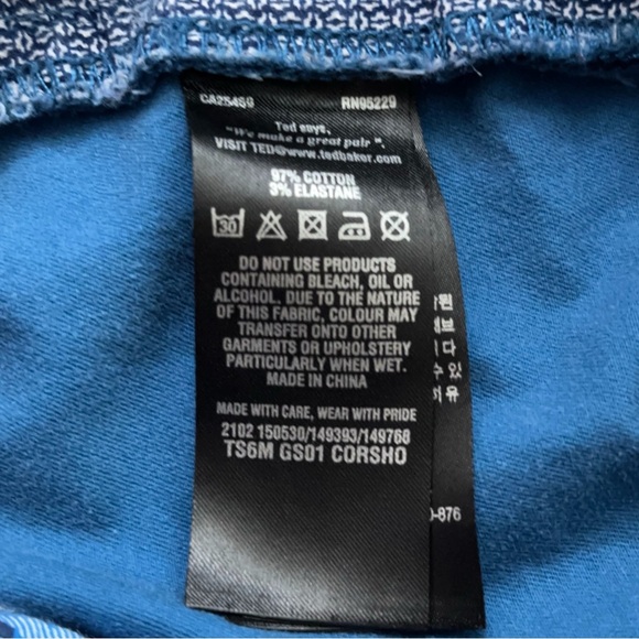 Ted Baker London Shorts Mens Size 36R Chino Flat Front Stretch Blue - Picture 5 of 5